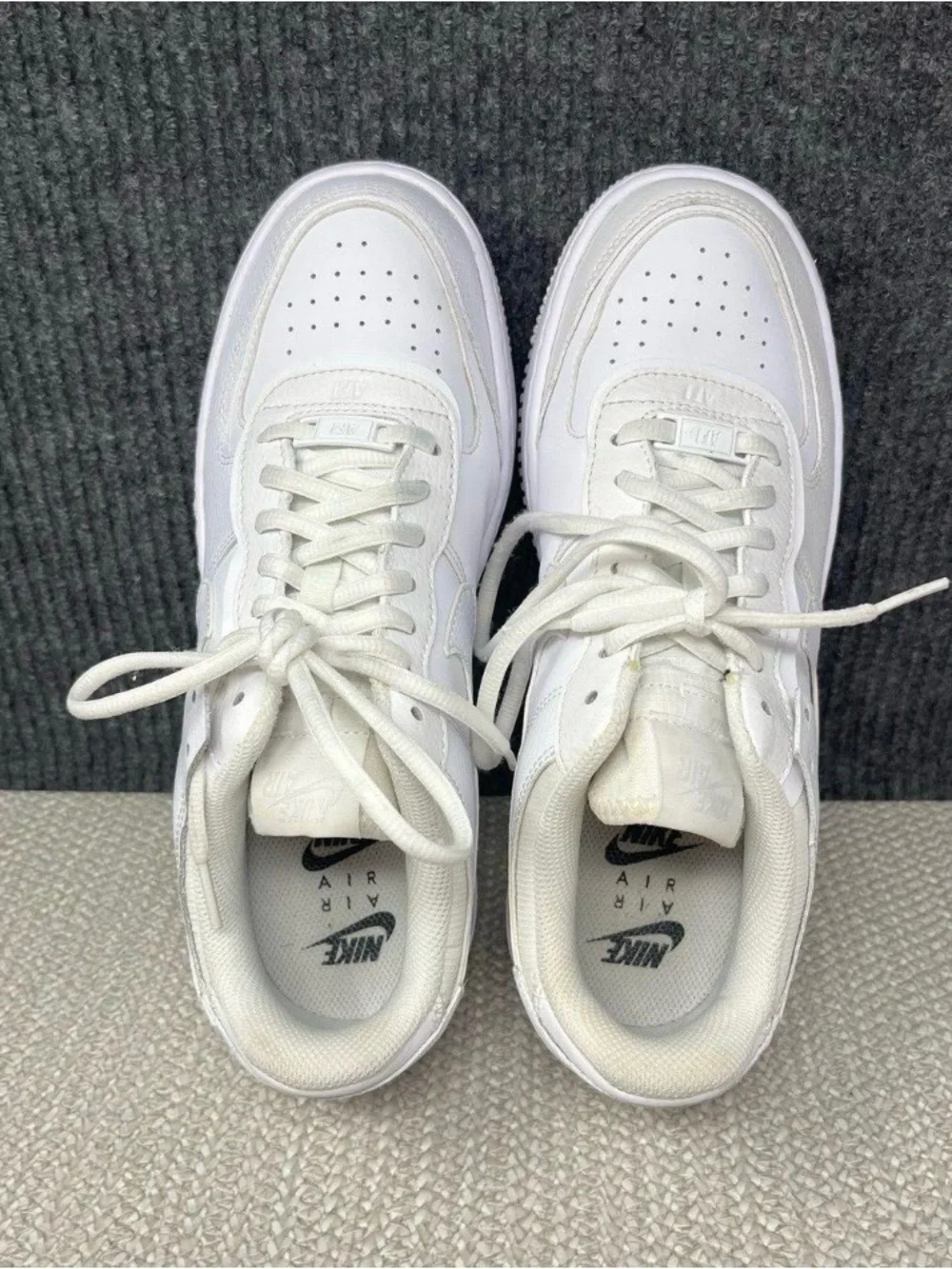 Nike Air Force 1 Shadow Triple White Leather Shoes Women's Size 5.5